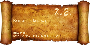 Kumer Etelka névjegykártya